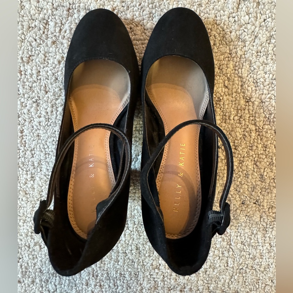 Kelly & Katie Black Suede Mary Jane Heels